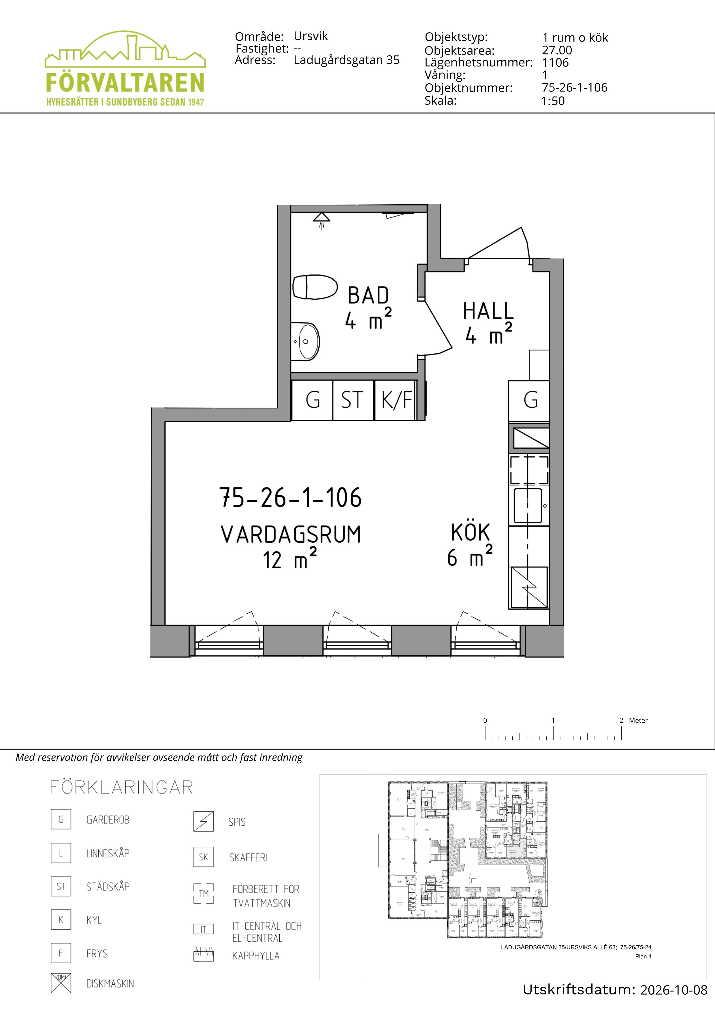 Planritning för objektet