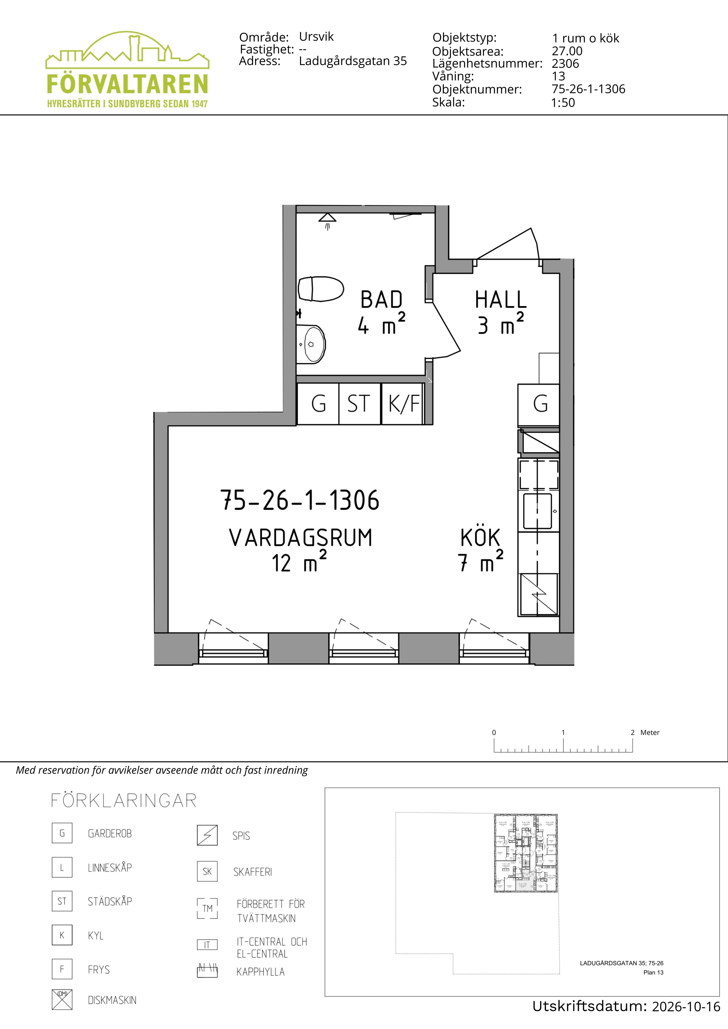 Planritning för objektet