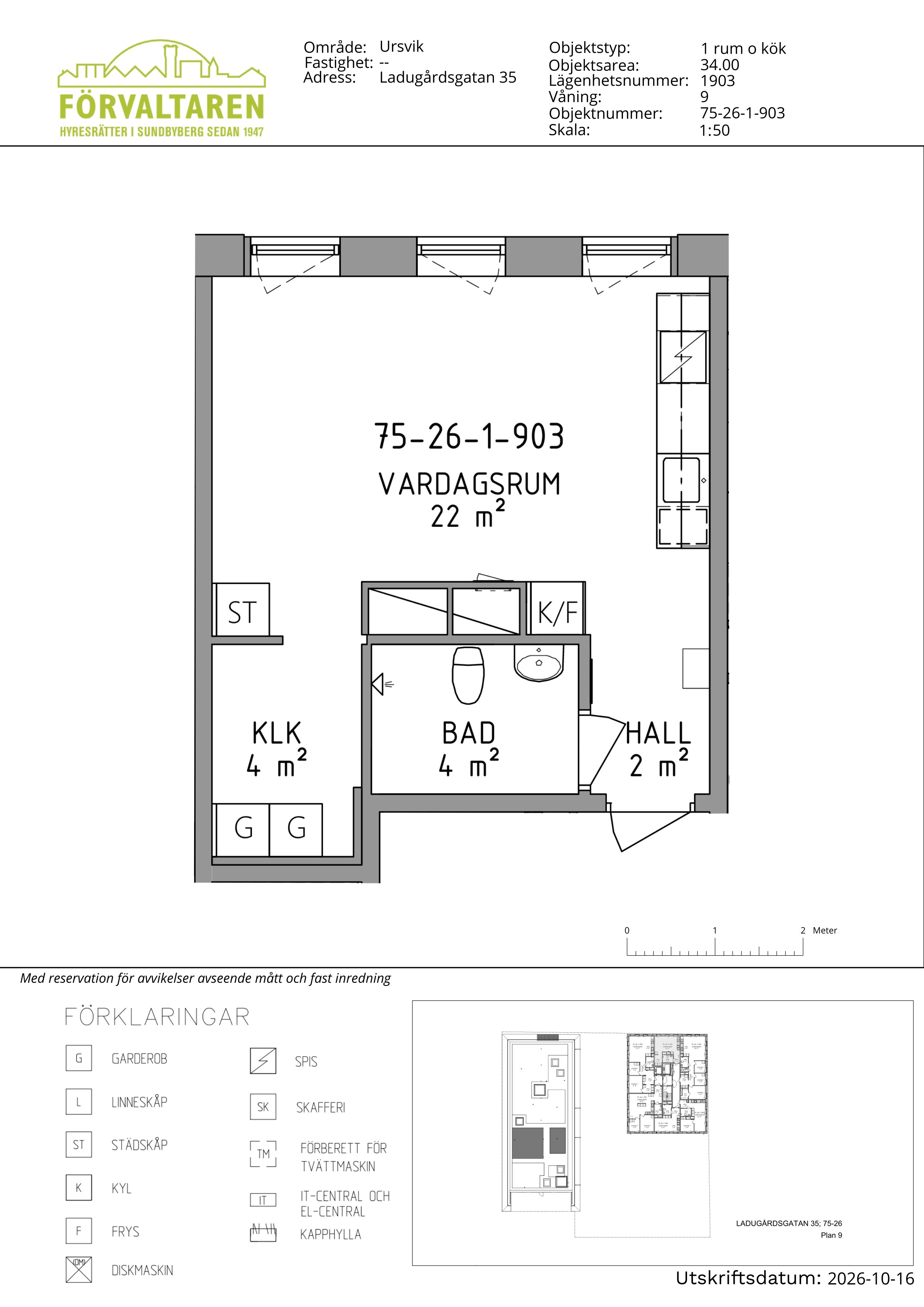 Planritning för objektet